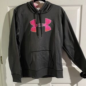 Under Armour Charcoal Hoodie with Vibrant Pink Logo